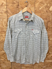 Vintage Ely Cattlemen Western Cowboy Dress Shirt beige twin pocket size 16/34 medium