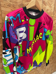 Vintage 90s Bike Maniac Graphic Long Sleeve T-Shirt Size M Pink