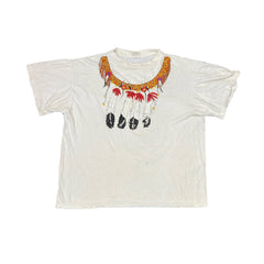 Vintage 90s Native American feather garland single stitch white t-shirt size XL