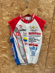 Vintage Bergamo Cycling Vest Red White Blue Sleeveless Full Zip Bike Jersey