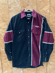 Vintage 90s maroon black aztec panel shirt size small by Cumberland Outfitters