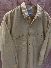 Vintage 90s mustard yellow utilitarian long sleeve shirt size M by John F Gee