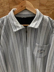 Vintage 90s black white Aztec ethnic stripe quarter zip sweater size XL