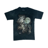 Vintage charcoal tie-dye wolf moonlight t-shirt youth size large by The Mountain
