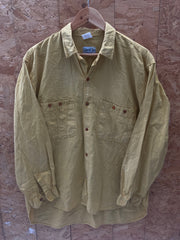 Vintage 90s mustard yellow utilitarian long sleeve shirt size M by John F Gee