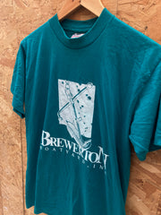 Vintage 90s Brewerton boatyard single stitch turquoise blue t-shirt size medium