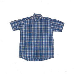 Vintage Y2K Lacoste blue white grey red tablecloth check short sleeve Mod skinhead retro punk shirt