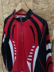 Crane Cycling Jersey Men's XL Red Black White 1/4 Zip Long Sleeve Athletic