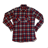 Vintage 90s blue red check long sleeve brushed cotton shirt size M by Shipton