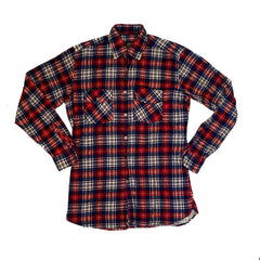 Vintage 90s blue red check long sleeve brushed cotton shirt size M by Shipton