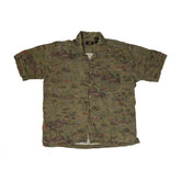 Vintage 90s olive green faded cotton floral pattern Hawaiian shirt size large