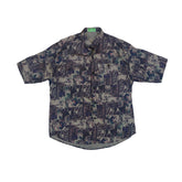 Vintage 90s mens ugly purple mauve abstract grungy pattern short sleeve eccentric shirt size medium