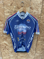 Vintage Sancho Cycling Jersey Blue Short Sleeve M Majorca Bike Race Shirt