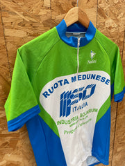 Nalini Cycling Jersey Short Sleeve Green Blue White Italy Men's Size L