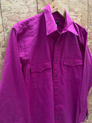 Vintage 90s magenta pink western cowboy long sleeve shirt size medium by Rustler
