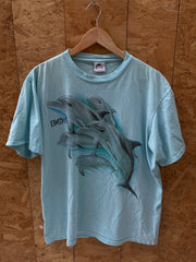 Vintage 90s light blue dolphins Harlequin NG single stitch t-shirt size XL