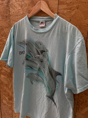 Vintage 90s light blue dolphins Harlequin NG single stitch t-shirt size XL