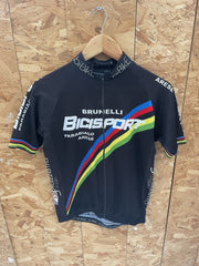 Brunelli Bicisport Cycling Jersey L Black Short Sleeve Full Zip Bicycle Race