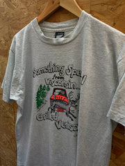 Vintage 90s funny Wisconsin souvenir qurky single stitch grey t-shirt size large