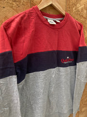 Vintage 90s grey blue red Quiksilver embroidered logo crew neck sweater size S
