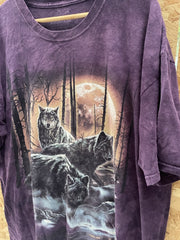 Vintage The Mountain "Wolf Pack" Tie-Dye T-Shirt 2XL Purple