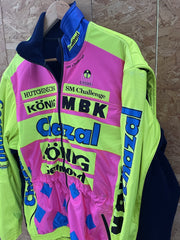 Vintage Giessegi Cycling Jacket Men's L Neon Yellow Pink Chazal MBK