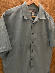 Vintage Y2K rayon pastel blue embroidered Hawaiian shirt size M by Caribbean Joe