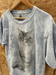 Vintage The Mountain T-Shirt Men's L Gray/Blue Tie-Dye Cat Graphic Tee