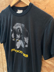 Vintage 70s Inwood Manitoba wolf print black single stitch t-shirt size small