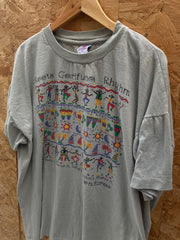 Vintage 90s light olive green dancing Honduras single stitch t-shirt size XL