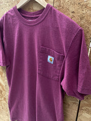 Vintage 90s Carhartt heather burgundy pocket logo t-shirt size small boxy fit