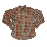 Vintage 80s Levis brown beige check cotton long sleeve western shirt size large