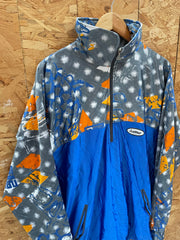 Vintage Loffler Sport Pullover Cycle Jacket Men's XL Blue Gray Abstract Print