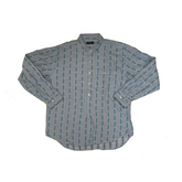 Vintage 90s blue green striped long sleeve tunic shirt size medium by Atrium