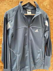 Vintage 90s Adidas zip track top grey white size medium