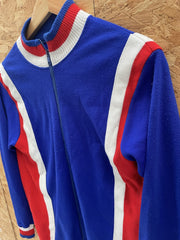 Vintage 70s Track Jacket Blue Red White Athletic Men's M