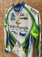 Vintage Sabine Cycling Jersey Long Sleeve Size M White Green Blue Nature Energie