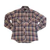 Vintage 90s beige blue check polyester cotton mix permanent press shirt size M