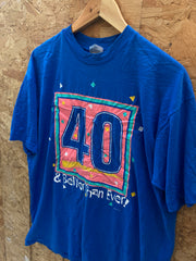 Vintage 90s 40 & better than ever funny single stitch blue t-shirt size XL
