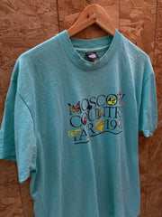 Vintage 90s Moscow country fair turquoise blue single stitch t-shirt size XL