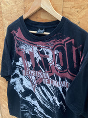 Vintage Y2K Tapout Expression of combat red & white print black t-shirt size XL