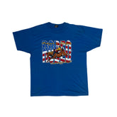 Vintage 90s Harper & Morgan Rodeo Schedule T-Shirt XL Blue Fruit of the Loom