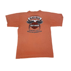 Vintage 90s Harley Davidson Sturgis Black Hill Rally South Dakota distressed salmon pink double side