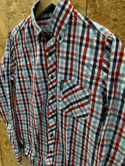Vintage Y2K Lambretta blue red check mod britpop style shirt size small