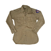 Vintage 80s tan beige 5th air force army officers tailored shirt size medium