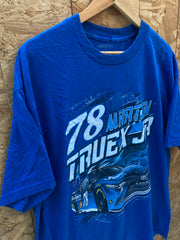Vintage Y2K NASCAR Martin Truex JR race double side print blue t-shirt size XL