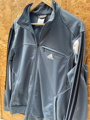 Vintage 90s Adidas zip track top grey white size medium