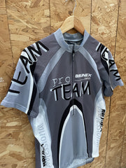 Brunex Swiss Pro Team Cycling Jersey Men's Size L Grey Short Sleeve