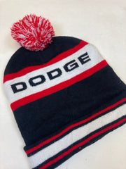 Vintage Y2K nascar style Dodge spell out winter ice hockey red black white beanie bobble hat