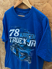 Vintage Y2K NASCAR Martin Truex JR race double side print blue t-shirt size XL
